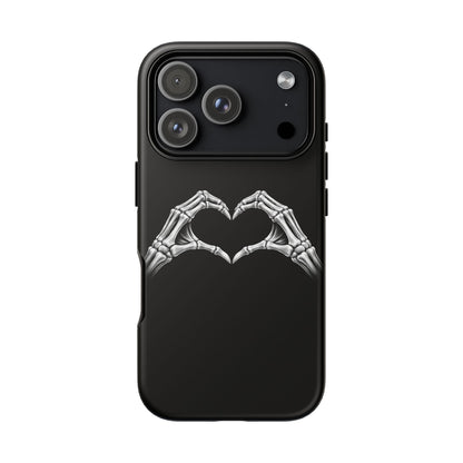 Skeleton Hands Heart Phone Case | Gothic Black Protective Cover