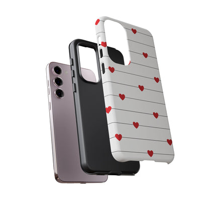 Red Heart Stripe iPhone Case | Tough Shockproof Love Aesthetic Cover