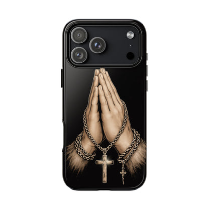 Praying Hands Cross Phone Case – Christian Faith Scripture Cover