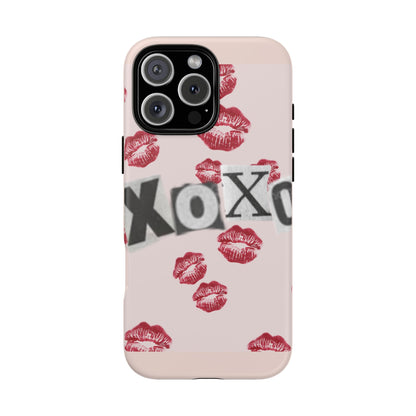 XOXO Kiss Print Phone Case | Coquette Valentine Aesthetic | Cute Pink Lipstick Kiss Tough Case for iPhone & Samsung