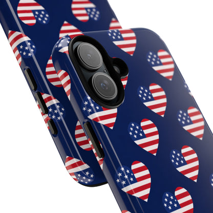 Patriotic American Flag Heart Phone Case – Tough Shockproof, USA Stars & Stripes for Iphone, Samsung Galaxy and Pixel