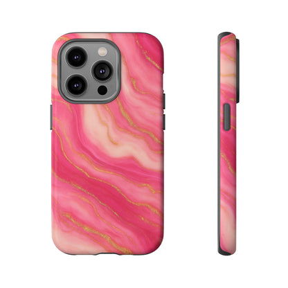Pink Marble Phone Case | Rose Gold Swirl Aesthetic Tough Protective Case