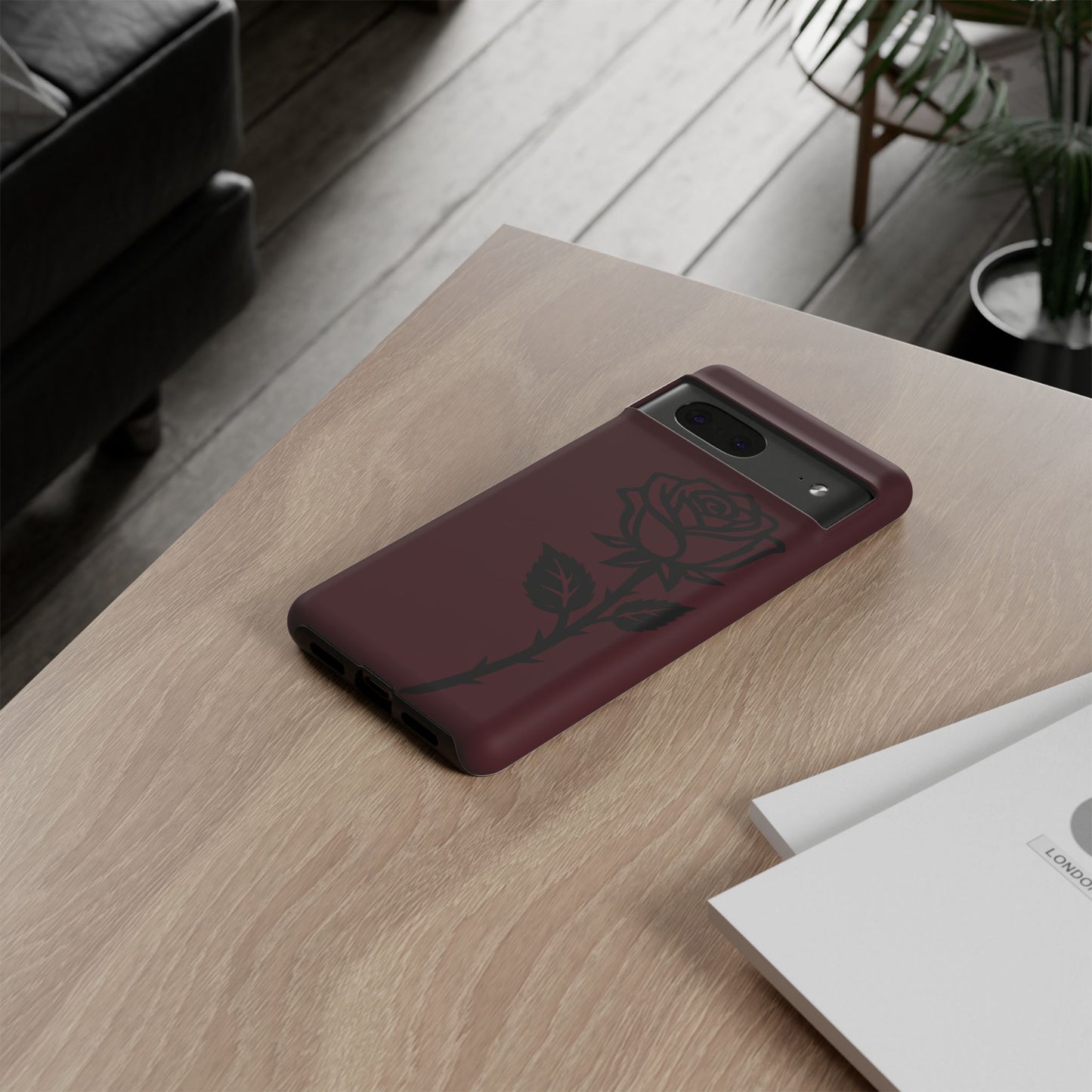 Black Rose Burgundy iPhone Case | Dark Aesthetic Shockproof Protective Cover