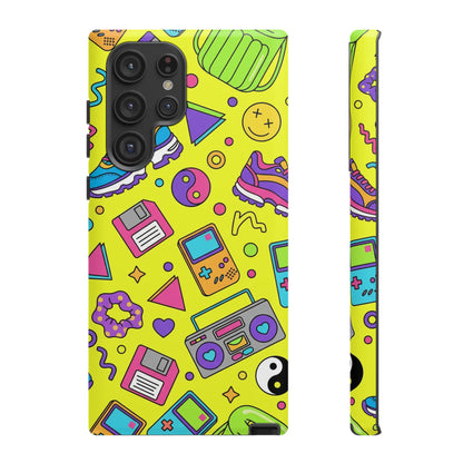 90s Retro Neon Phone Case – Y2K Nostalgia Colorful Icons Tough Protective Case