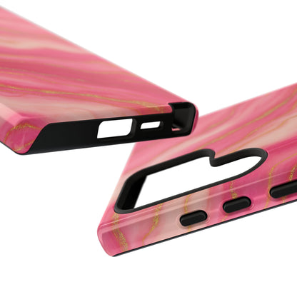 Pink Marble Phone Case | Rose Gold Swirl Aesthetic Tough Protective Case