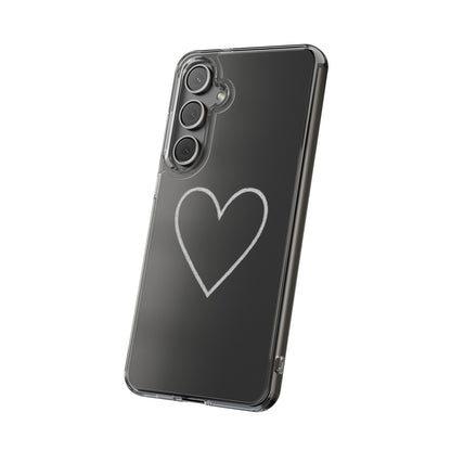 Minimal Hand-Drawn Heart Clear Phone Case | Aesthetic Clear Protective Case