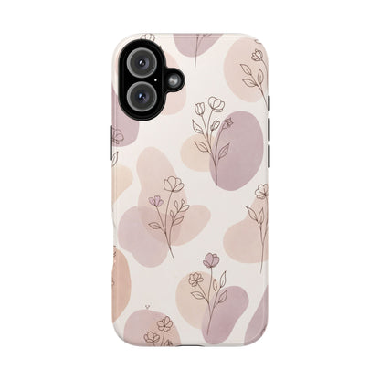 Blush Floral Phone Case Neutral Botanical Watercolor Tough Cover