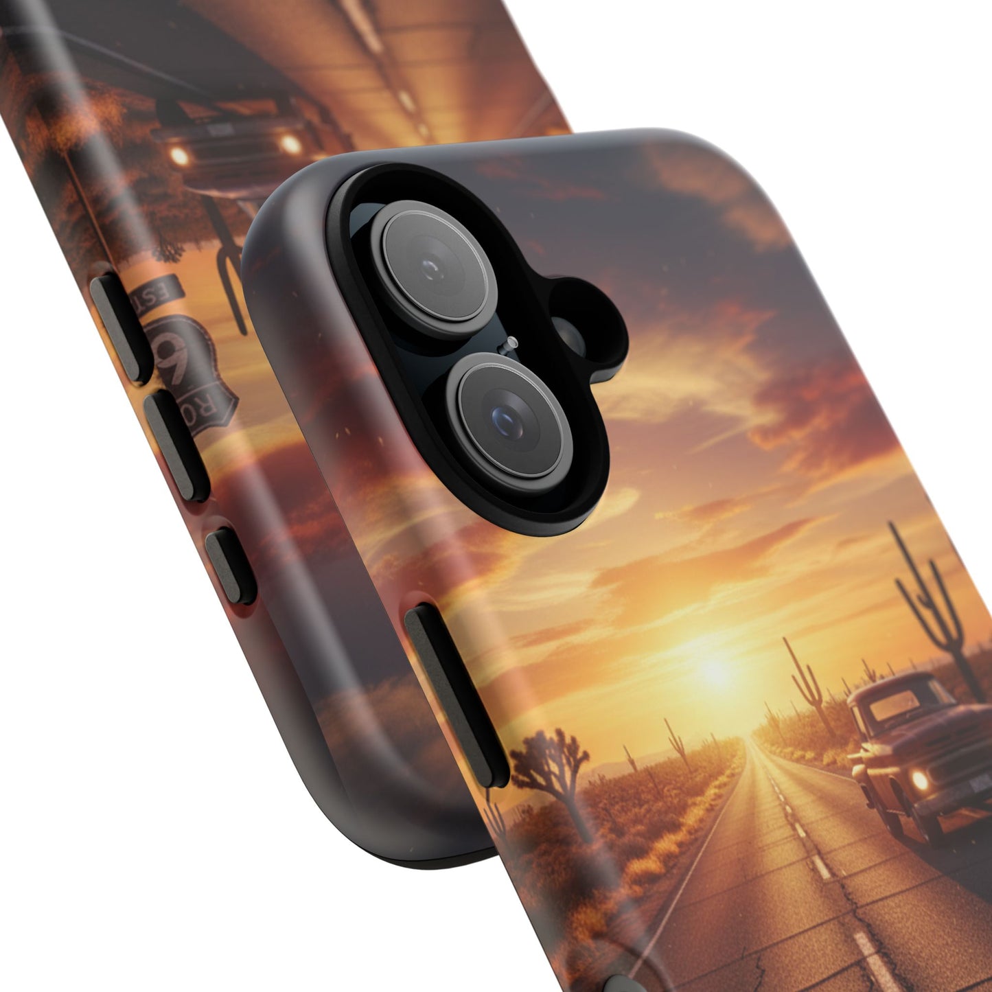 Route 66 Sunset Desert Highway Phone Case – Road Trip Travel Aesthetic Tough Case