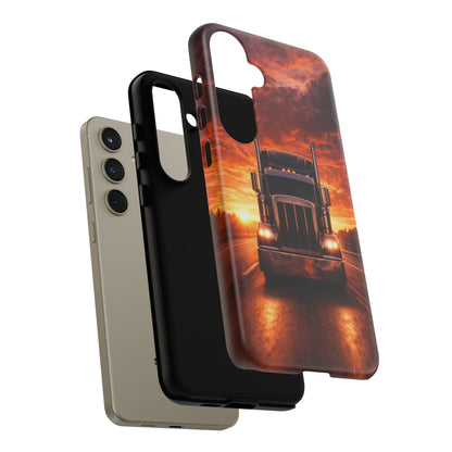 Big Rig Truck Phone Case Sunset Highway Semi Truck iPhone Samsung Cover