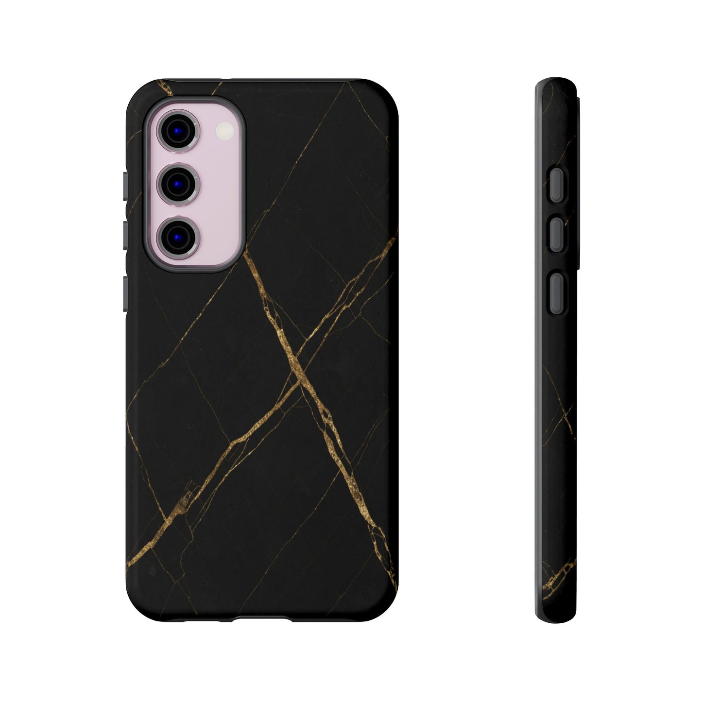 Black Marble Phone Case with Gold Veins | Minimal Luxury Tough Case