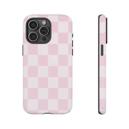Pink Checkerboard Phone Case | Aesthetic Tough Protective Case