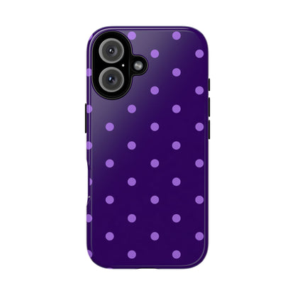 Purple Polka Dot Tough Phone Case – Cute Stylish Durable Protective Cover for Iphone, Samsung Galaxy and Pixel