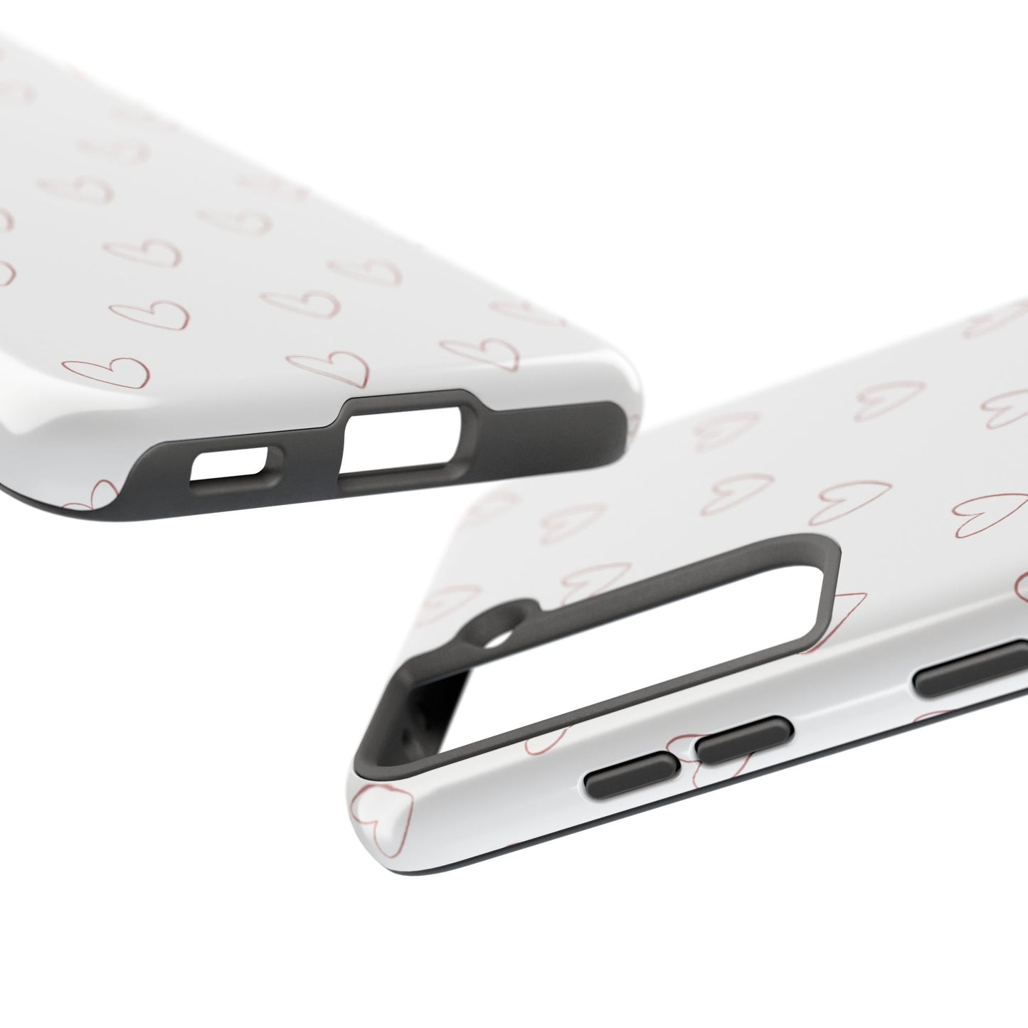 Hand-Drawn Hearts Tough Phone Case | Minimal Pink Heart Pattern