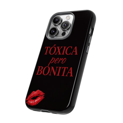 Toxica Pero Bonita Phone Case, Latina Quote Case, Red Lips Aesthetic, Spanish Saying Case, Trendy Tough Cover