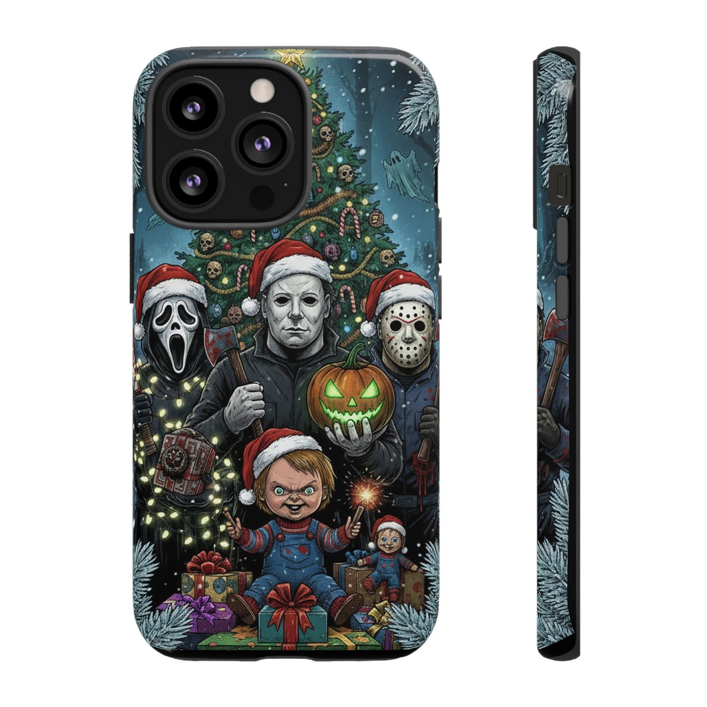 Christmas Horror Phone Case – Festive Slasher Collage Tough Case (iPhone, Samsung, Pixel)