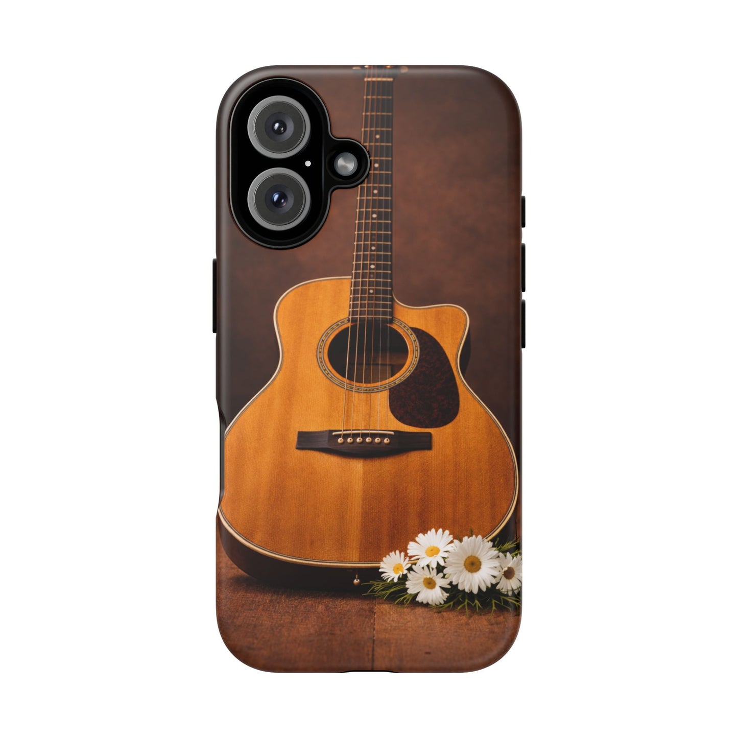 Acoustic Guitar Daisy Phone Case | Rustic Music Lover Tough Cover