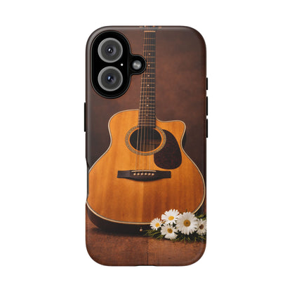 Acoustic Guitar Daisy Phone Case | Rustic Music Lover Tough Cover