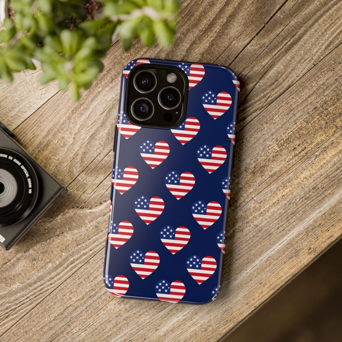 Patriotic American Flag Heart Phone Case – Tough Shockproof, USA Stars & Stripes for Iphone, Samsung Galaxy and Pixel