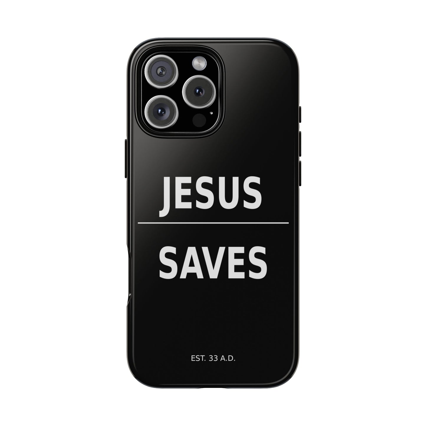 Jesus Saves Phone Case Christian Religious Minimalist Black Tough Cover