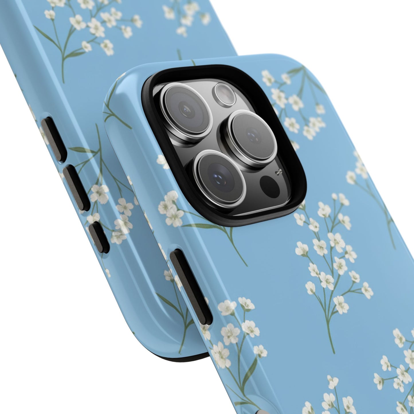 Baby’s Breath Floral Phone Case | Minimal Blue Flower Tough Case