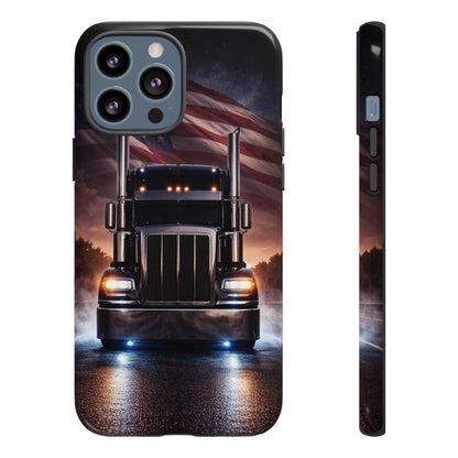 Semi Truck Phone Case American Flag Big Rig Trucker Gift iPhone Samsung