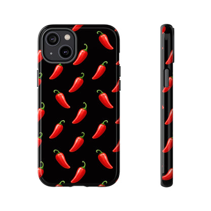 Spicy Chili Pepper Phone Case – Black Cute Hot Pepper Tough Cover for Iphone, Samsung Galaxy and Pixel