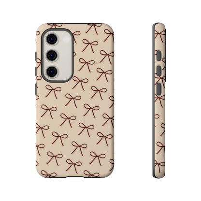 Coquette Bow Phone Case | Neutral Beige Aesthetic iPhone & Samsung Tough Case