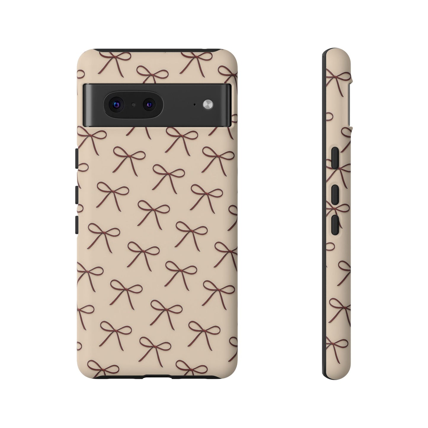 Coquette Bow Phone Case | Neutral Beige Aesthetic iPhone & Samsung Tough Case