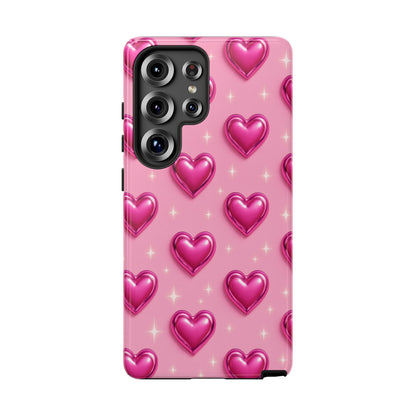 Pink Heart Pattern Phone Case | Tough Protective Case for Iphone, Samsung Galaxy and Pixel