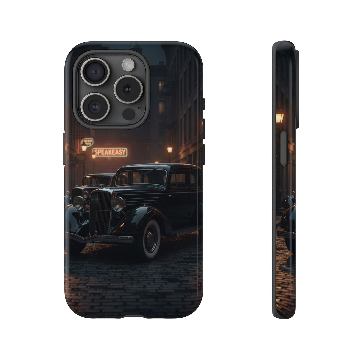 Vintage Classic Car Phone Case | Retro Noir Aesthetic | 1930s Street Scene Tough Case for iPhone & Samsung