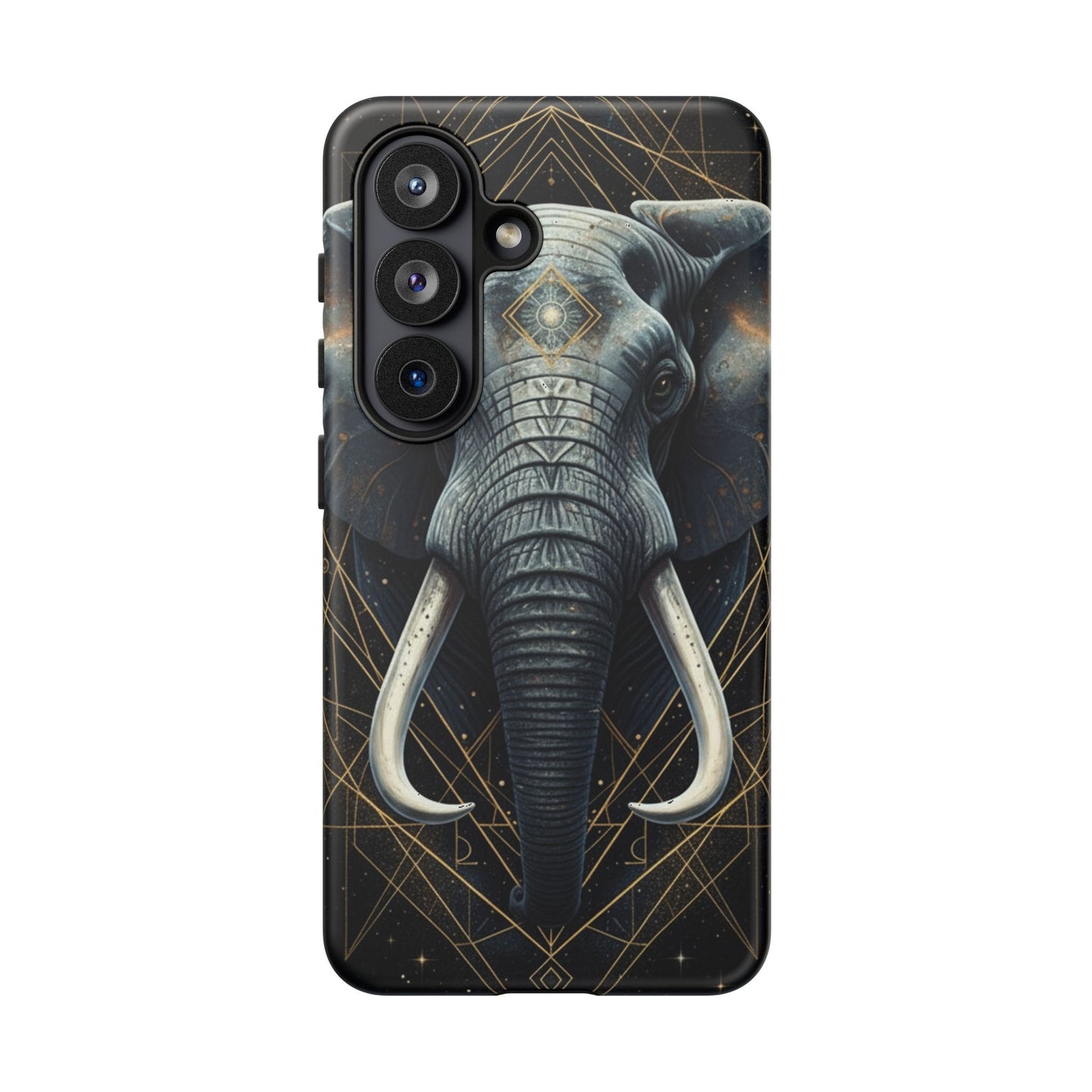 Elephant Mandala Phone Case – Black and Gold Spiritual Elephant Tough Protective Case