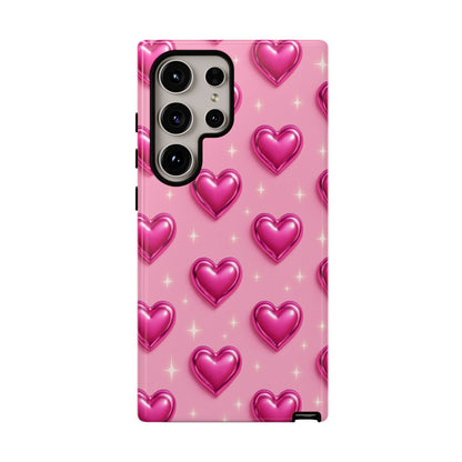 Pink Heart Pattern Phone Case | Tough Protective Case for Iphone, Samsung Galaxy and Pixel