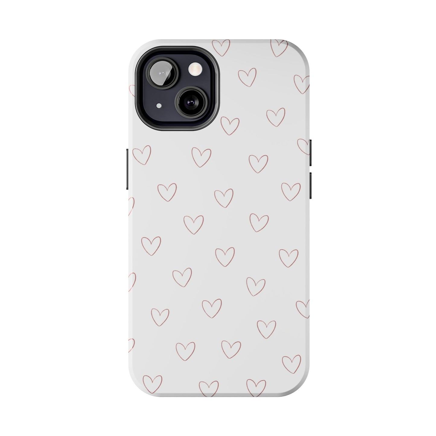 Hand-Drawn Hearts Tough Phone Case | Minimal Pink Heart Pattern