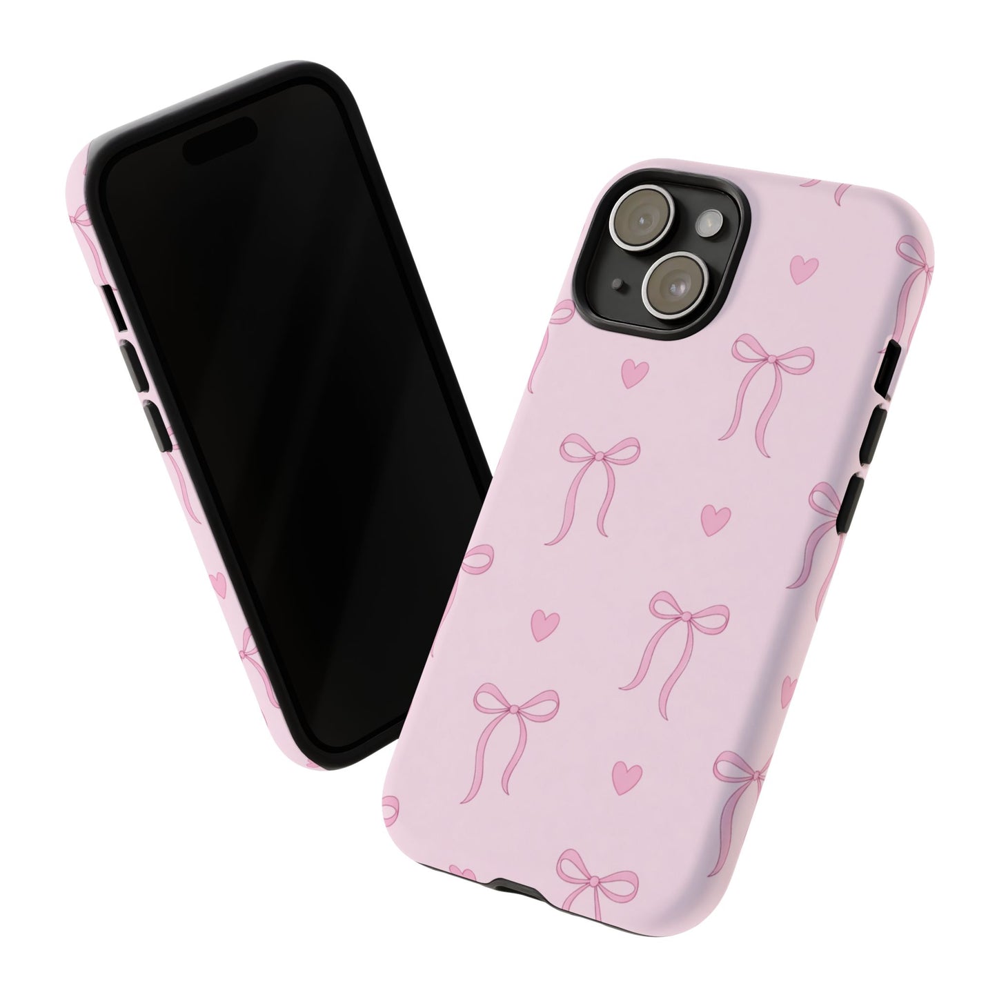 Pink Bow Heart Aesthetic Phone Case – Coquette Cute Tough Cover