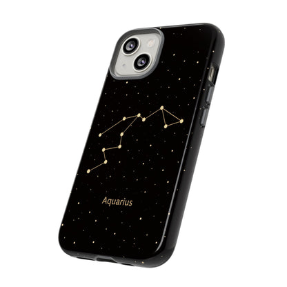 Aquarius Zodiac Constellation Phone Case – Luxe Gold Celestial Cover