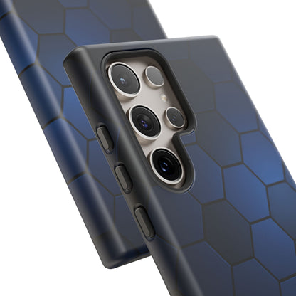 Blue Hexagon Gradient Phone Case | Honeycomb Geometric Tech Aesthetic | Minimalist Tough Case for iPhone & Samsung