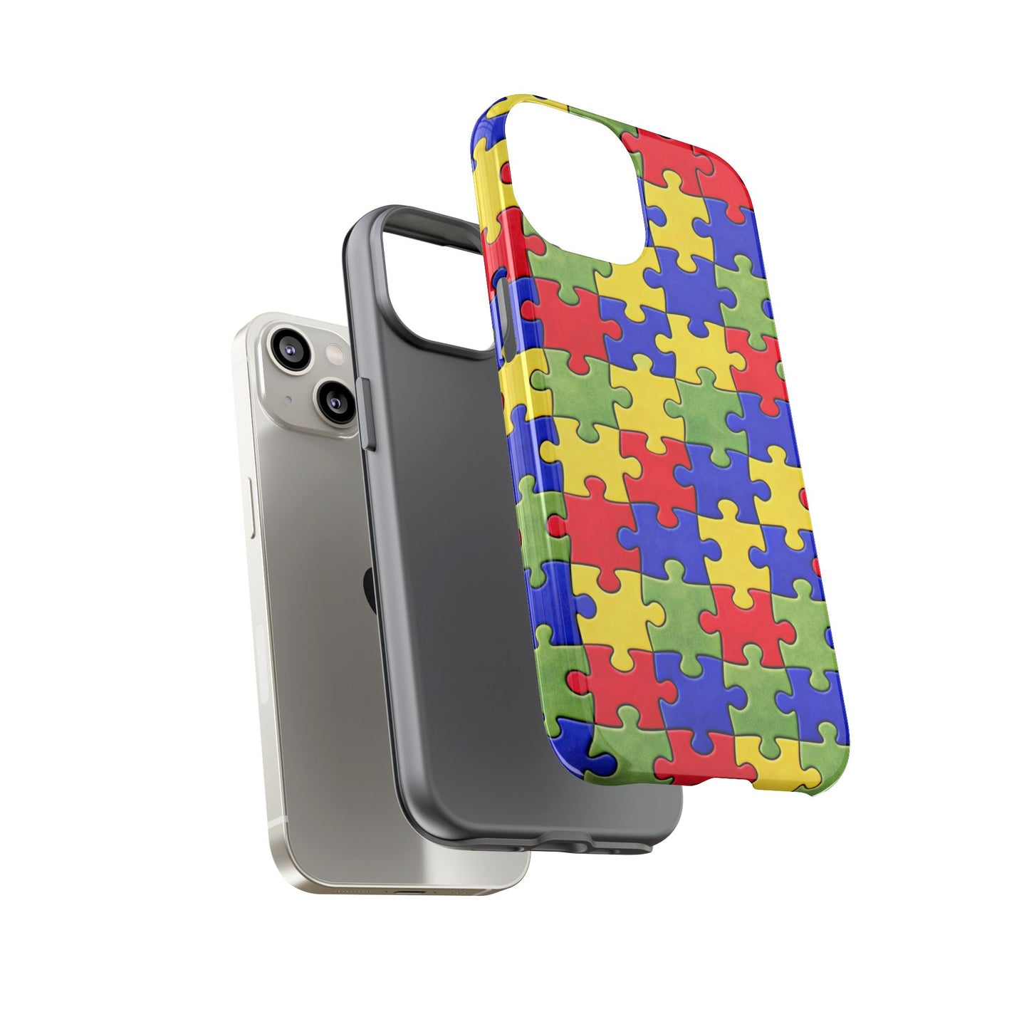 Colorful Puzzle Phone Case, Autism Awareness Jigsaw Design, Tough Protective Case, iPhone & Samsung Case, Vibrant Puzzle Pattern