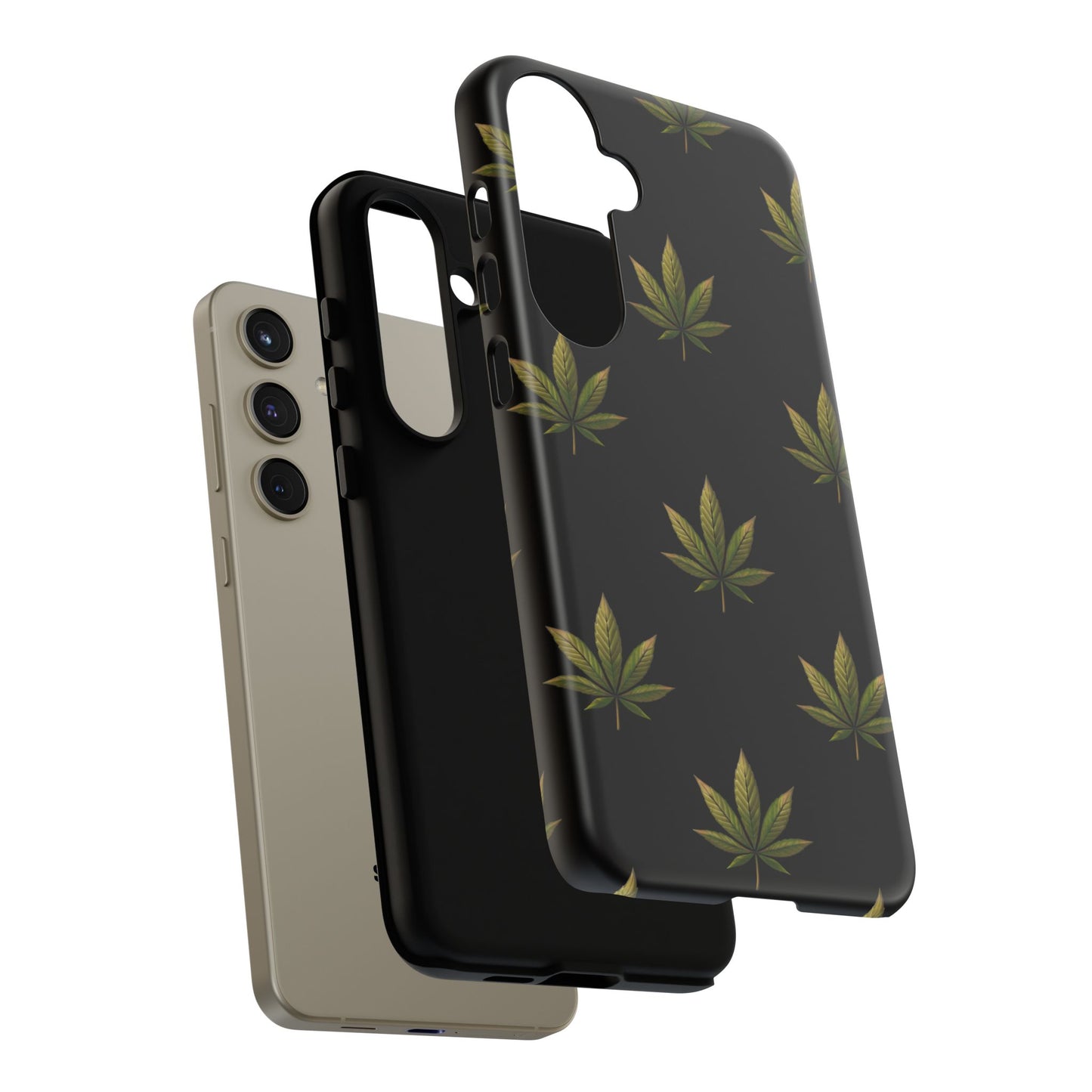 Cannabis Leaf Phone Case Green Weed Leaf Pattern Tough Protective Cover