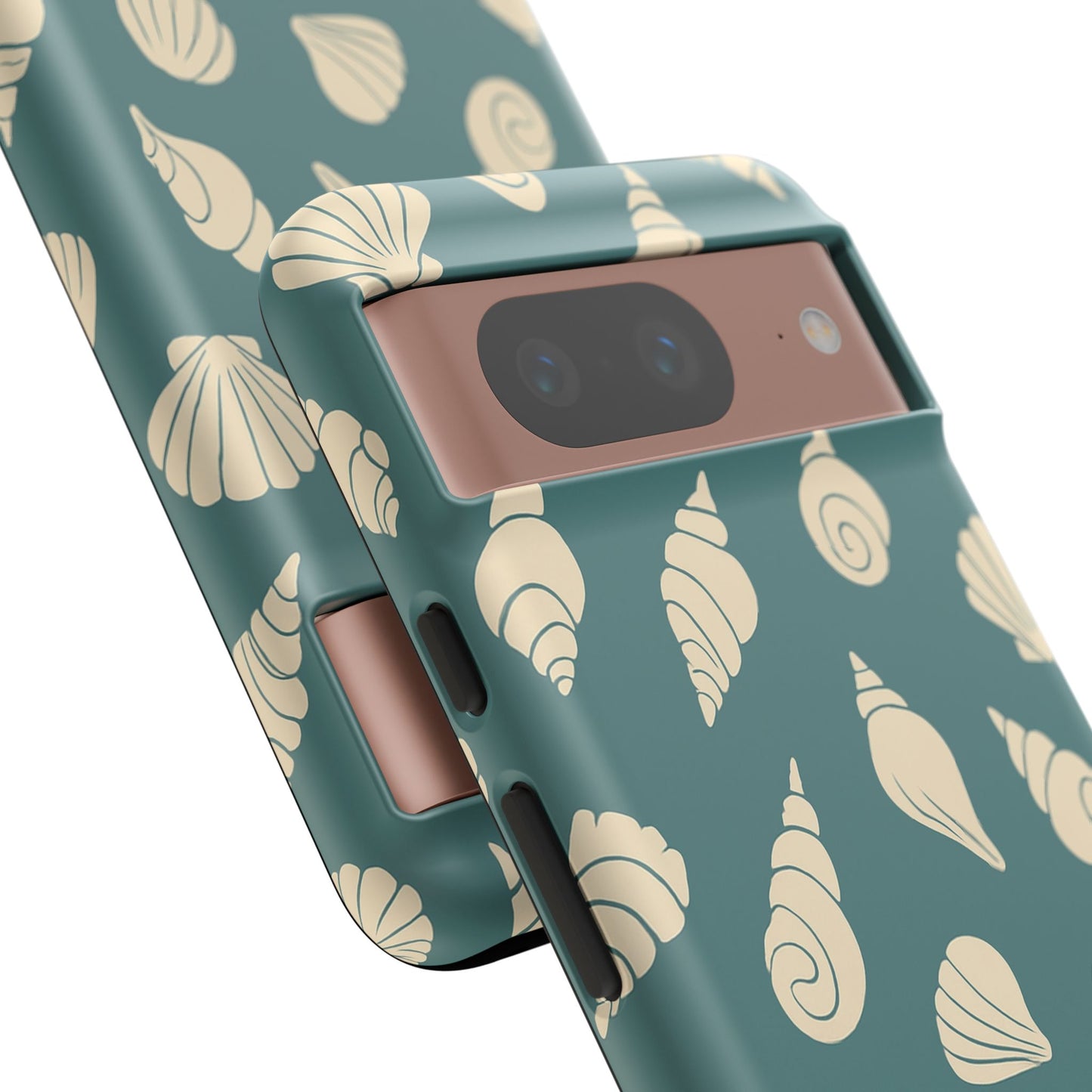 Seashell Pattern Phone Case | Teal Coastal Shells Tough Case for Iphone, Samsung Galaxy and Pixel