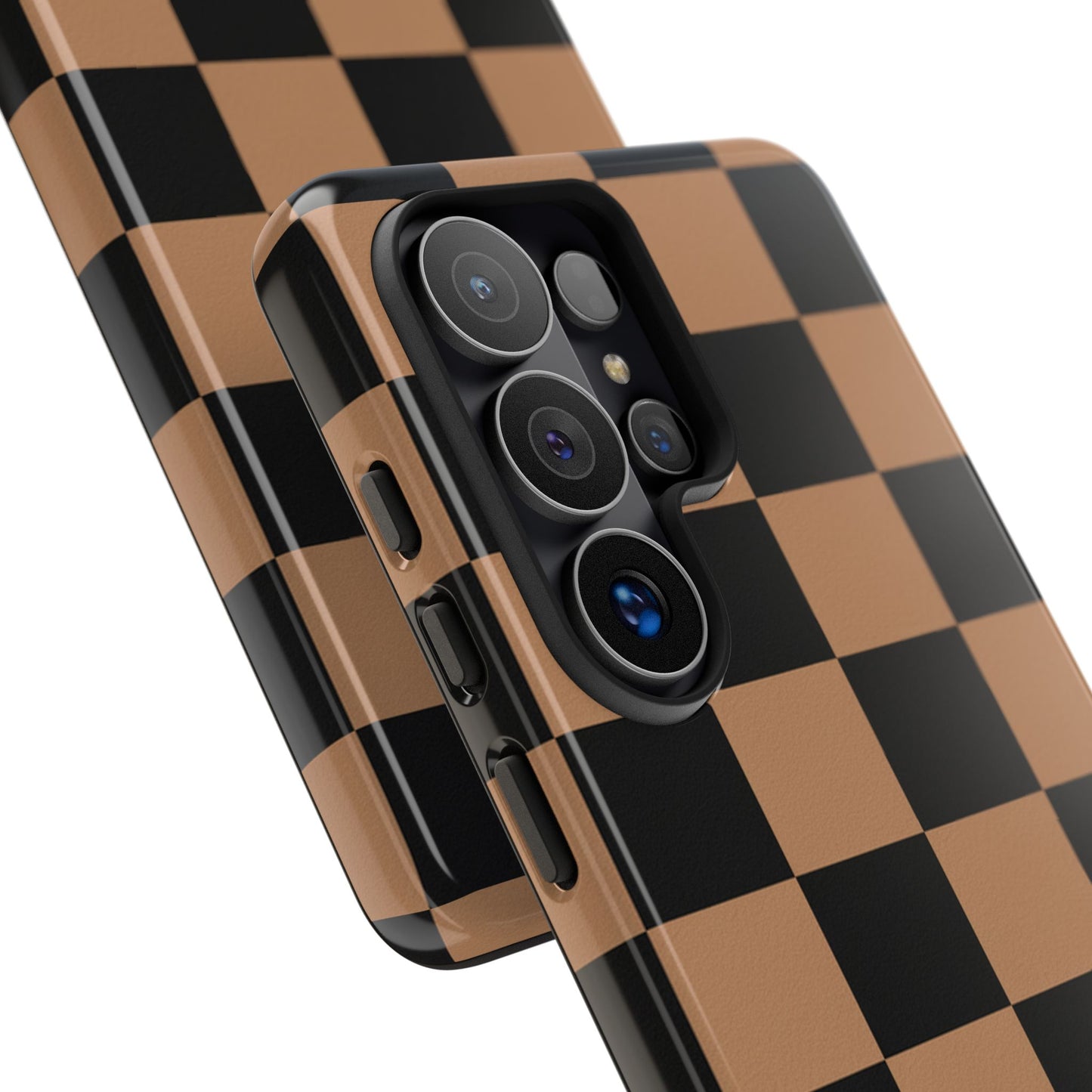 Brown Checkered Phone Case | Aesthetic Checkerboard iPhone & Samsung Tough Case