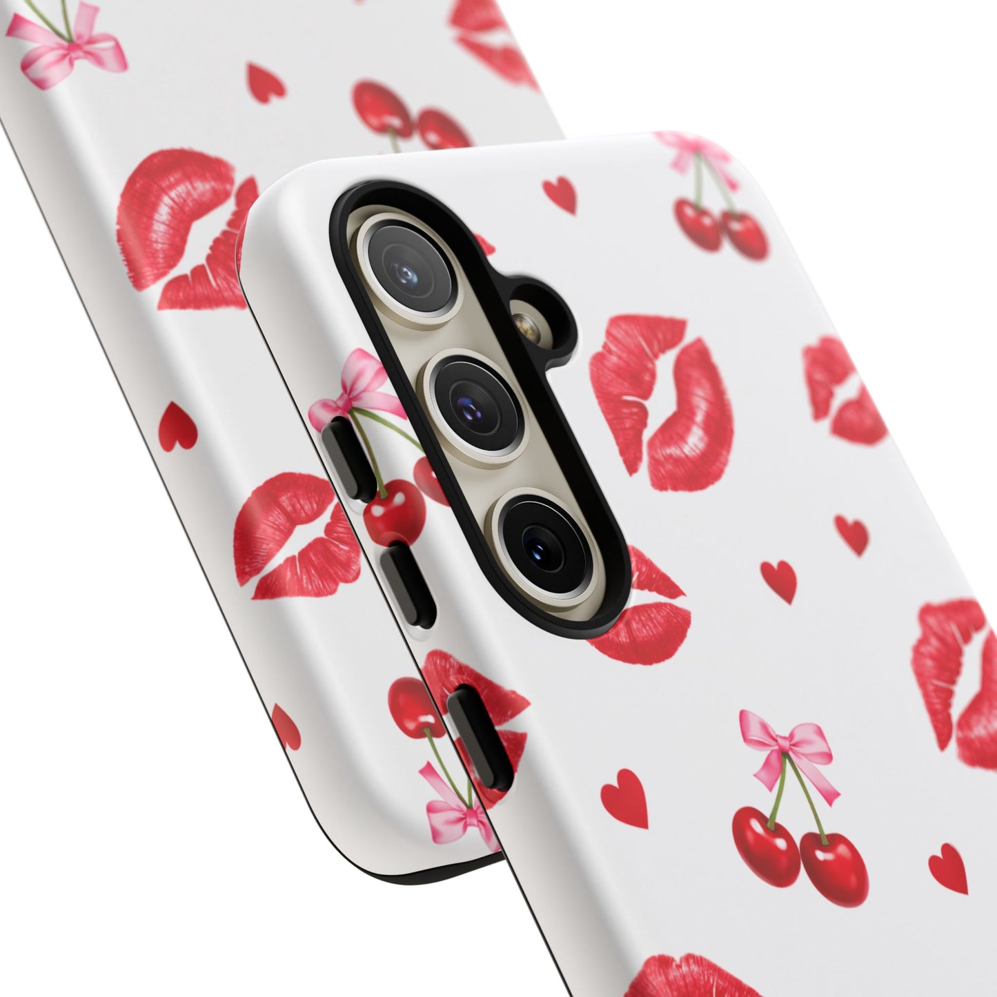 Red Lips & Cherry Phone Case – Y2K Retro Aesthetic Tough Cover