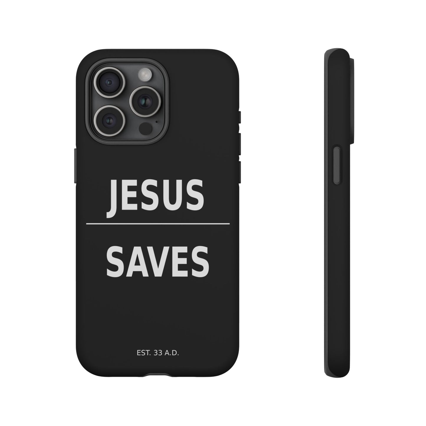 Jesus Saves Phone Case Christian Religious Minimalist Black Tough Cover