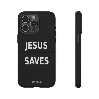 Jesus Saves Phone Case Christian Religious Minimalist Black Tough Cover