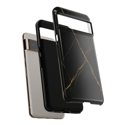 Black Marble Phone Case with Gold Veins | Minimal Luxury Tough Case