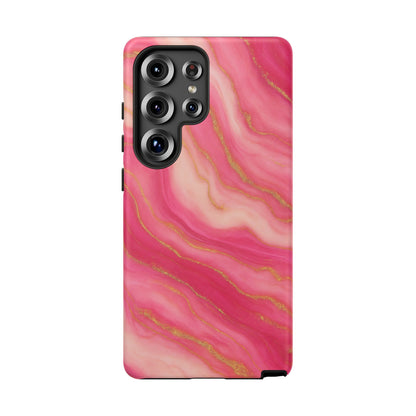 Pink Marble Phone Case | Rose Gold Swirl Aesthetic Tough Protective Case
