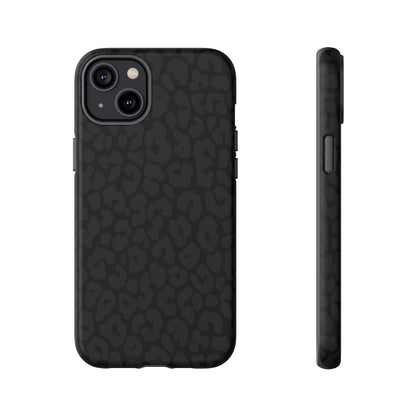 Black Leopard Phone Case | Black on Black Leopard Print Tough iPhone & Samsung Case | Matte or Glossy Protective Cover