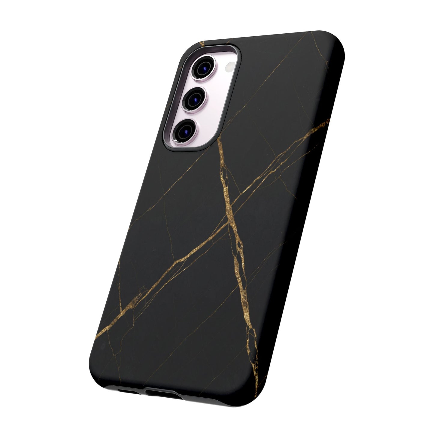 Black Marble Phone Case with Gold Veins – Luxury Minimal Aesthetic Tough Case