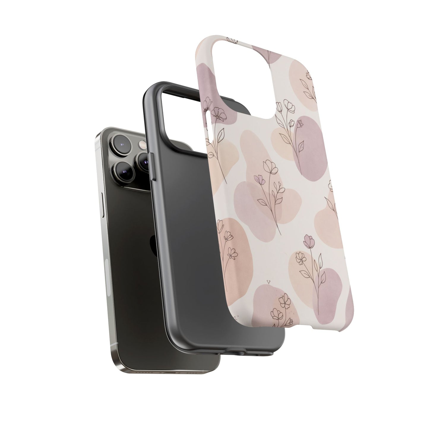 Blush Floral Phone Case Neutral Botanical Watercolor Tough Cover