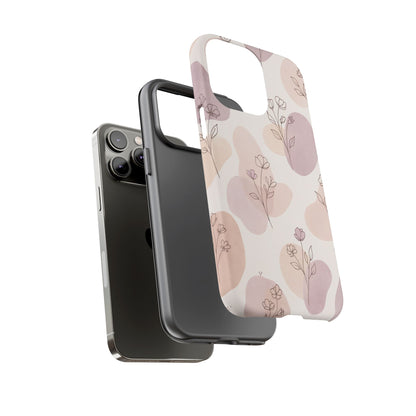 Blush Floral Phone Case Neutral Botanical Watercolor Tough Cover