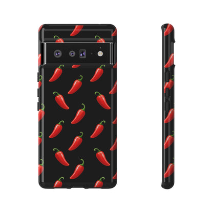 Spicy Chili Pepper Phone Case – Black Cute Hot Pepper Tough Cover for Iphone, Samsung Galaxy and Pixel